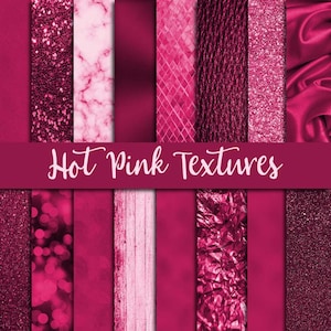 Texturas rosa choque, fundos fúcsia, glitter fúcsia, pacote de papel digital, lantejoulas rosa brilhantes, cliparts de fantasia, folha rosa choque, metal escovado
