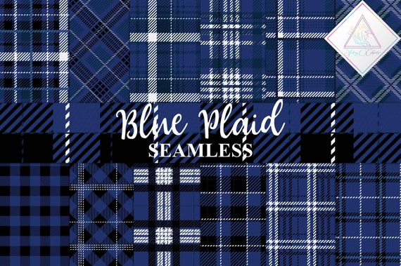 Blue plaid, seamless patterns, digital paper, tartan textures, twill backgrounds, buffalo gingham, log cabin lumberjack, flannel checks, pri Il_570xn