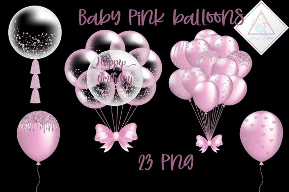 Download Baby Pink Balloons Balloon Clipart Baby Shower Party Transparent Png Glitter Sparkle Rose Gold Graphics Light Pastel Decor Single Bun By Fantasy Cliparts Catch My Party