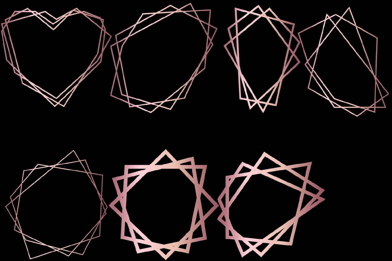 Polygonal Frames Rose Gold Geometric Shapes Boho Chic Etsy