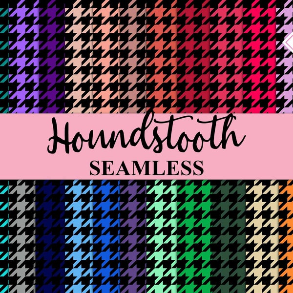 Houndstooth pattern, digital paper, seamless patterns, university colors, sports teams, hounds tooth, dogstooth black, pink backgrounds, tin