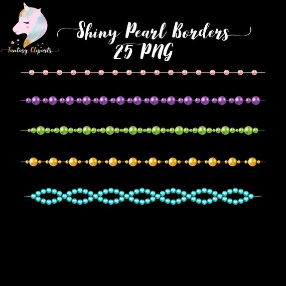 Shiny pearl borders, pearl dividers, border clipart, divider clip art, rose gold pearls, mint pearls, glossy gold pearls, digital scapboo Il_570xn