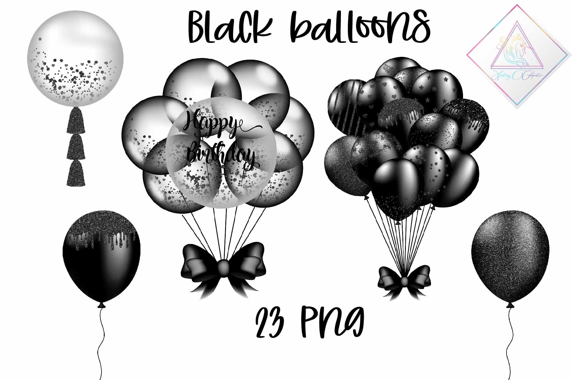 Black Balloons Balloon Clipart Baby Shower Party | Etsy