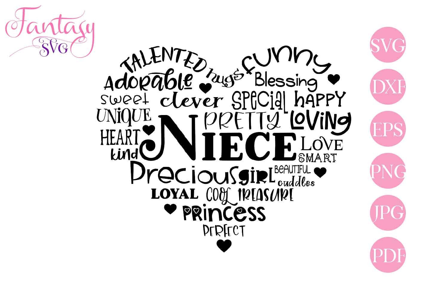 Niece word art family day svg cut file cricut heart love Etsy