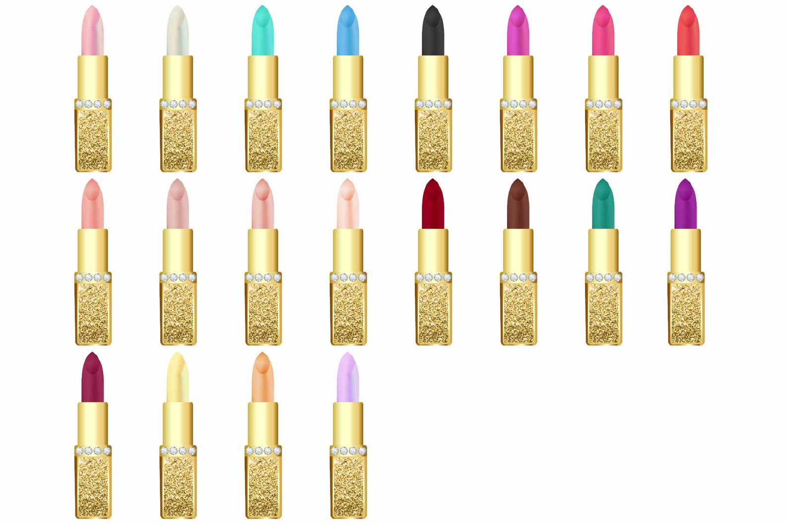 Gold Glitter Lipstick Clipart Shimmer Diamonds Glossy Etsy