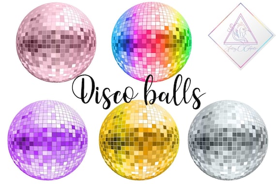 Disco balls, new year shiny, digital clipart, party ornaments, christmas lights, rainbow pink red, rose gold silver, mint blue turquoise, da Il_570xn