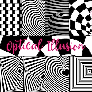 Optical illusion, digital paper, op art sphere, black white, visual psychedelic, 3d pop art, scrapbook print, circular optic, scrapbooking t image 1