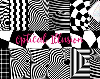 Optical Illusion, Digital Paper, Op Art Sphere, Black White, Visual  Psychedelic, 3d Pop Art, Scrapbook Print, Circular Optic, Scrapbooking T 