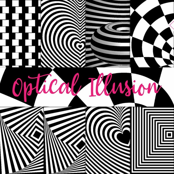 Optical illusion, digital paper, op art sphere, black white, visual psychedelic, 3d pop art, scrapbook print, circular optic, scrapbooking t
