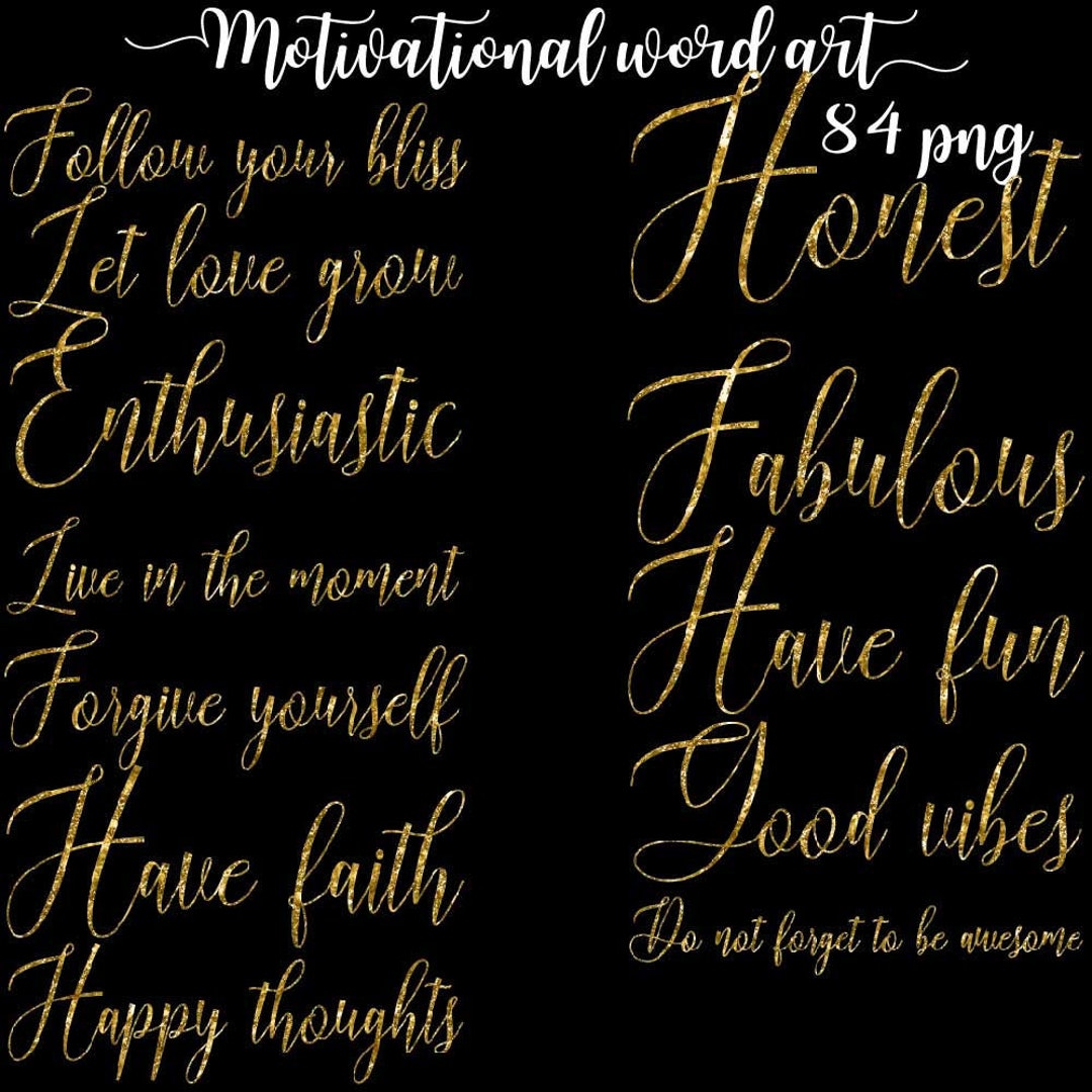 Motivational Words, Motivation Word Art, Nice Sayings Clipart, Letters