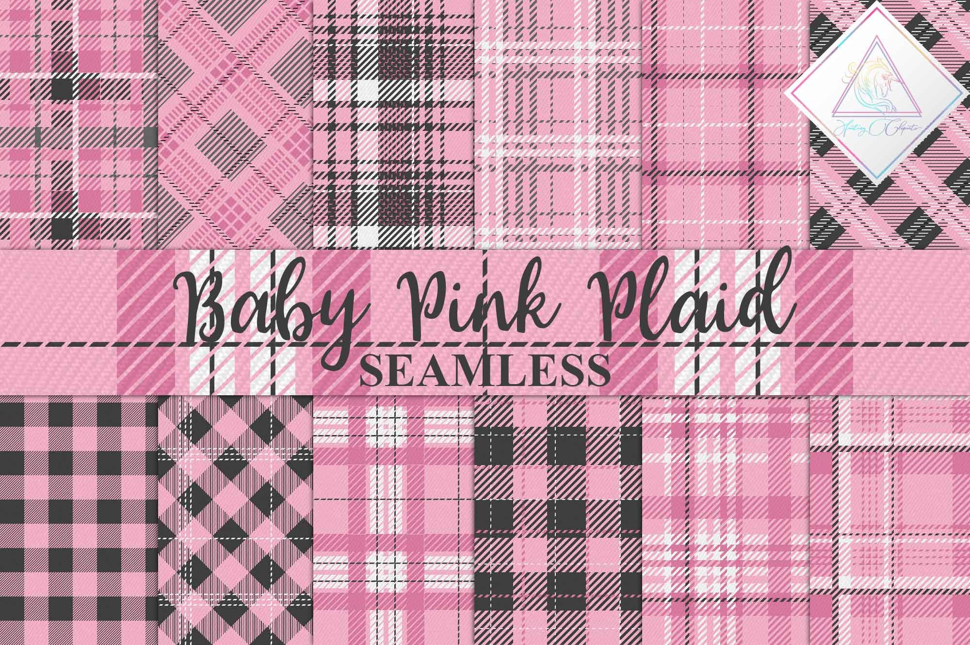 Baby Pink Plaid, Seamless Patterns, Digital Paper, Tartan Textures