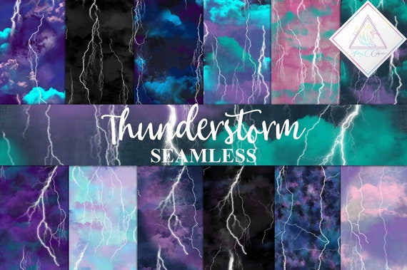 Thunderstorm pattern, digital paper, thunder patterns, seamless storm, weather lightning, lighting clouds, abstract art, flash electricity, Il_570xn