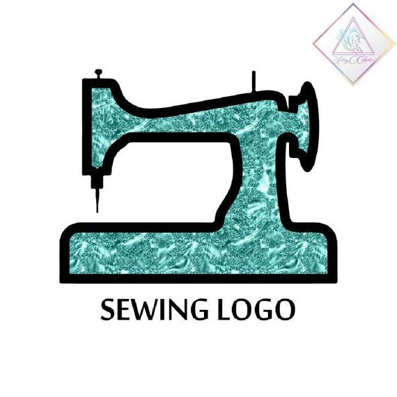 Sewing machine logo design thread logotype with turquoise Etsy