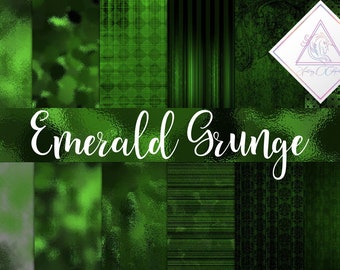 Emerald grunge, digital paper, gothic backgrounds, victorian damask, black lace, fantasy cliparts, halloween paper pack, distressed texture,