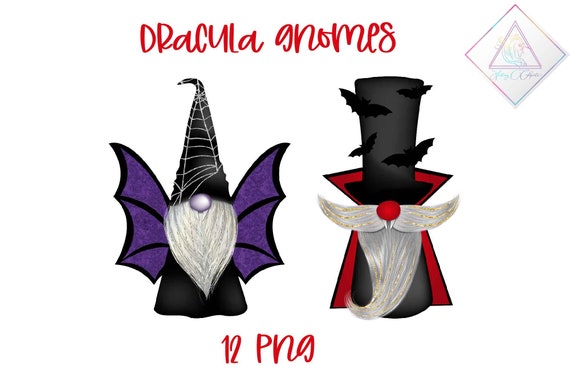 Dracula gnomes, gnome clipart, nordic scandinavian, halloween gnomies, vampires clip art, gold glitter nerd, handsome tomte nisse, scary t Il_570xn