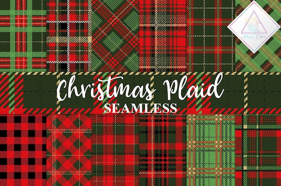 Christmas plaid, gold glitter, red digital paper, seamless patterns, flannel checks, buffalo tartan, log cabin lumberjack, scottish fabric, Il_570xn