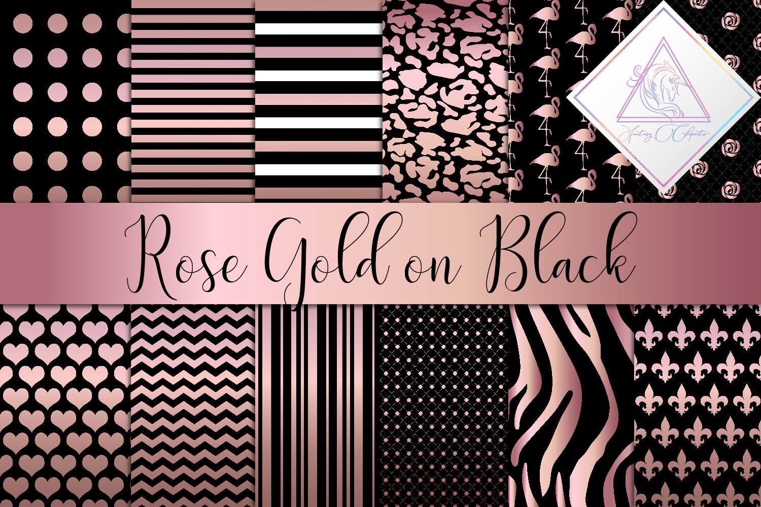 Rosa Gold Digitales Papier Im Jpg Format Von Fantasy Cliparts Etsy