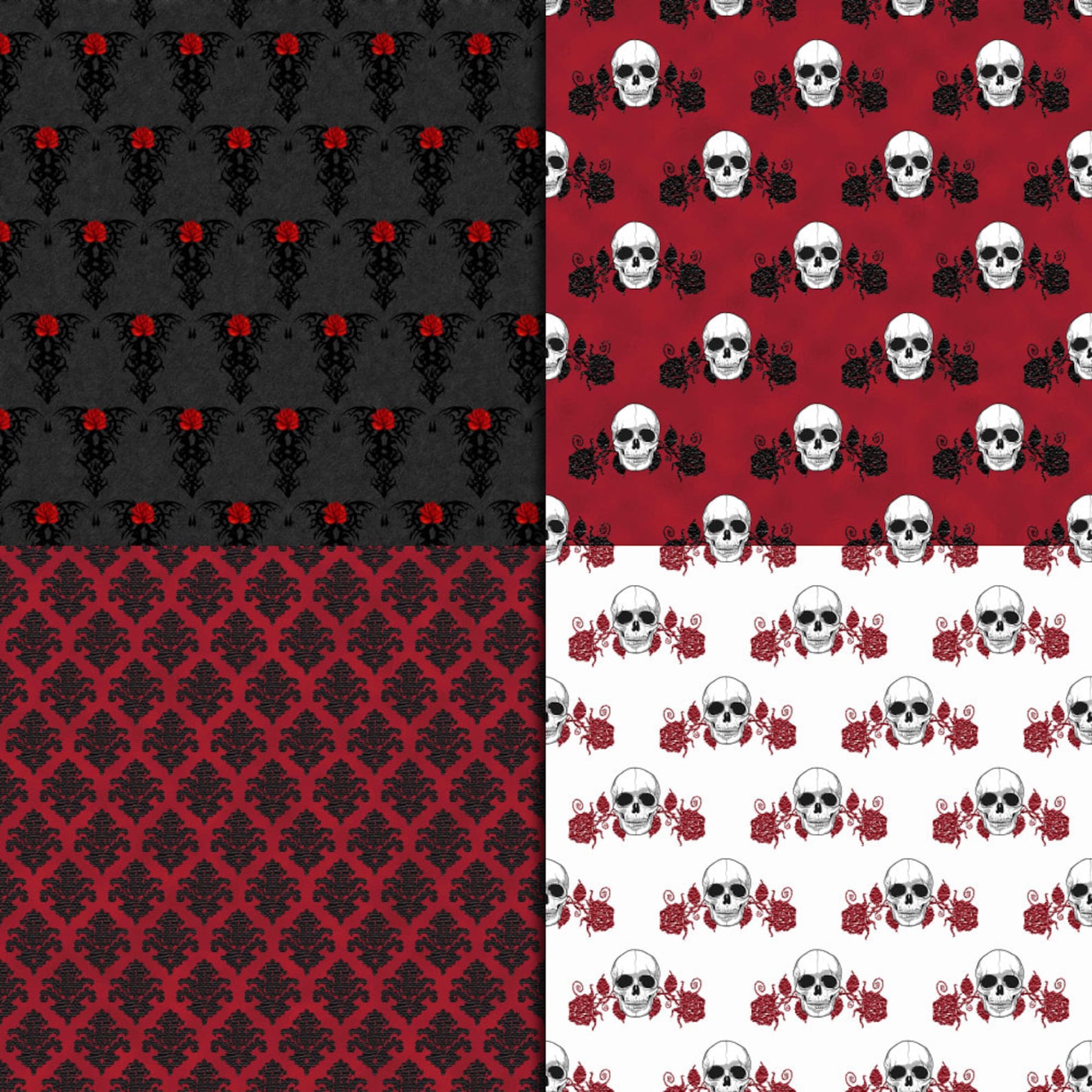 Gothic Digital Paper Gothic Scrapbook Victorian Damask Etsy