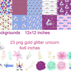 Unicorn huge bundle of clipart and digital paper, rainbow lace overlay png, unicorn textures and wood backgrounds, black and galaxy unicorns image 7