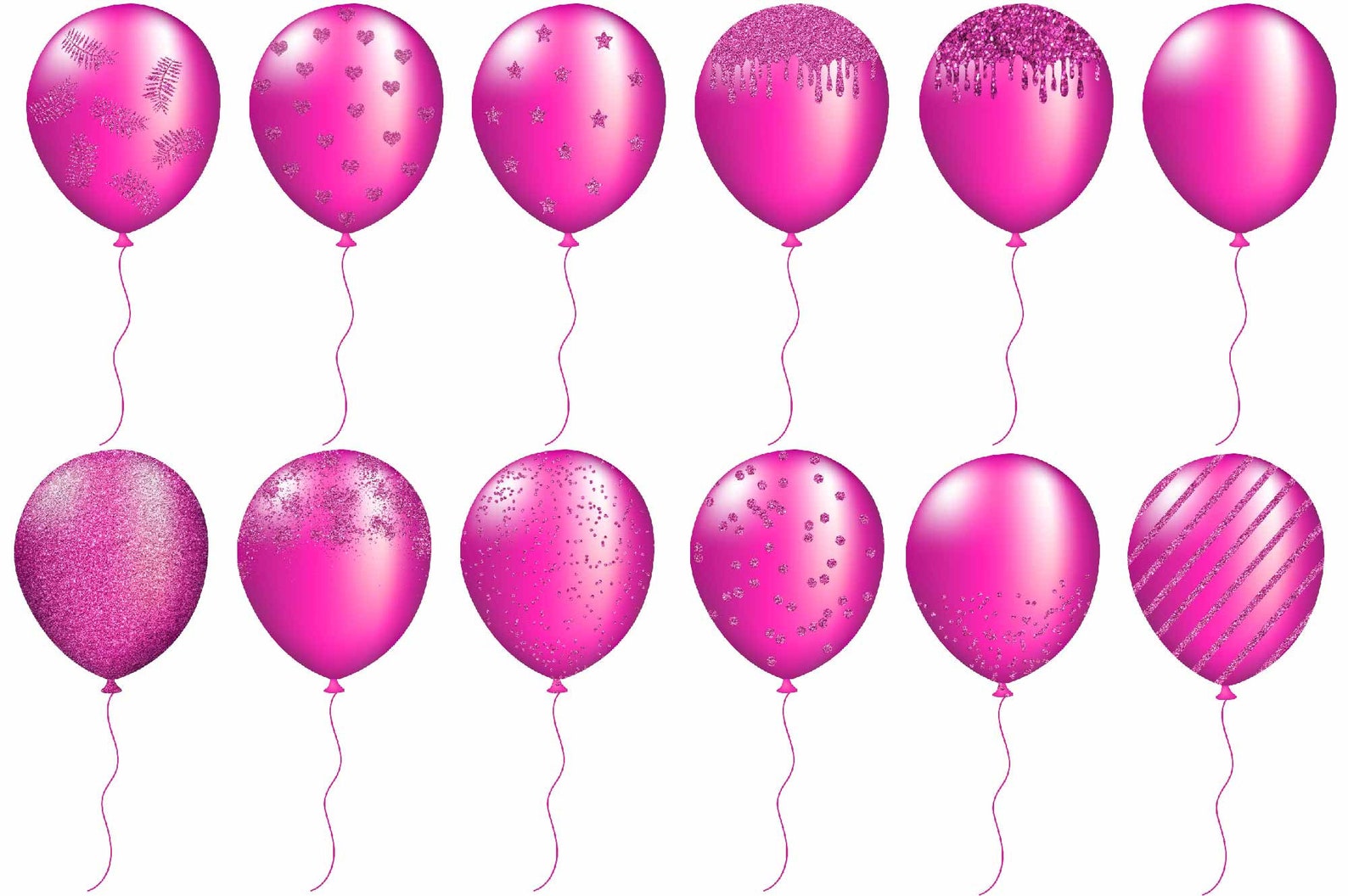 Hot Pink Balloons Balloon Clipart Baby Shower Party Etsy