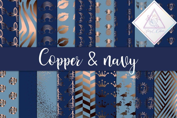Copper and navy, royal digital paper, blue backgrounds, sapphire bronze, metal metallic sky, pineapple flamingo, mermaid scales tail, sun mo Il_570xn