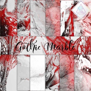 Gothic Marmor, Marmor digitales Papier, Halloweenpapier, rot metallic, Fantasy Cliparts, distressed Texturen, whimsical gothic, white backgroun