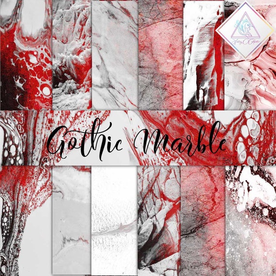 Gothic marble, marble digital paper, halloween paper, red metallic, fantasy cliparts, distressed textures, whimsical gothic, white backgroun Il_570xn