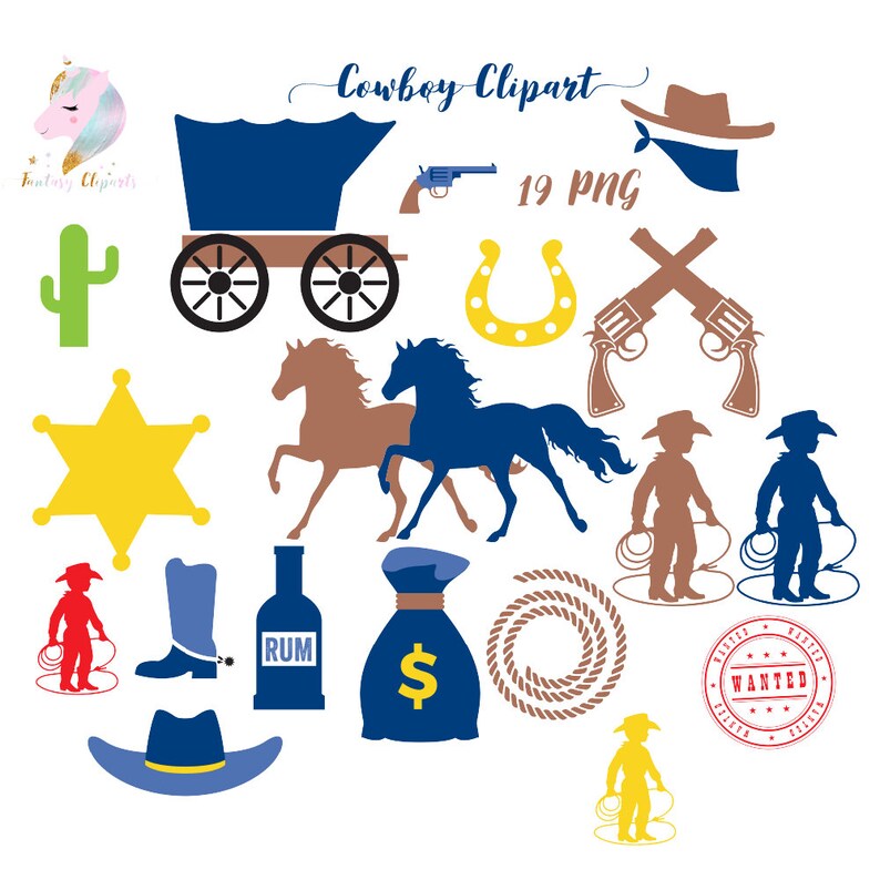 Cowboy Clipart Insigne De Sherif Cheval De Course Cowboy Etsy