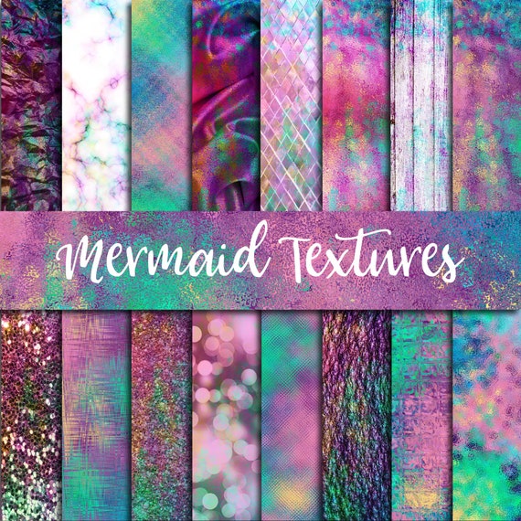 Mermaid textures, whimsical background, wooden pattern, purple siren silk, pink brushed metal, watercolor marble, watercolour foil, digital Il_570xn