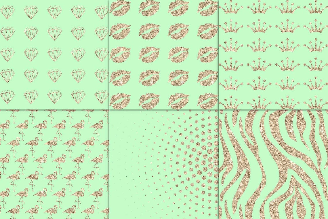 Copper and Mint Green Digital Paper Texture Backgrounds Sea Etsy