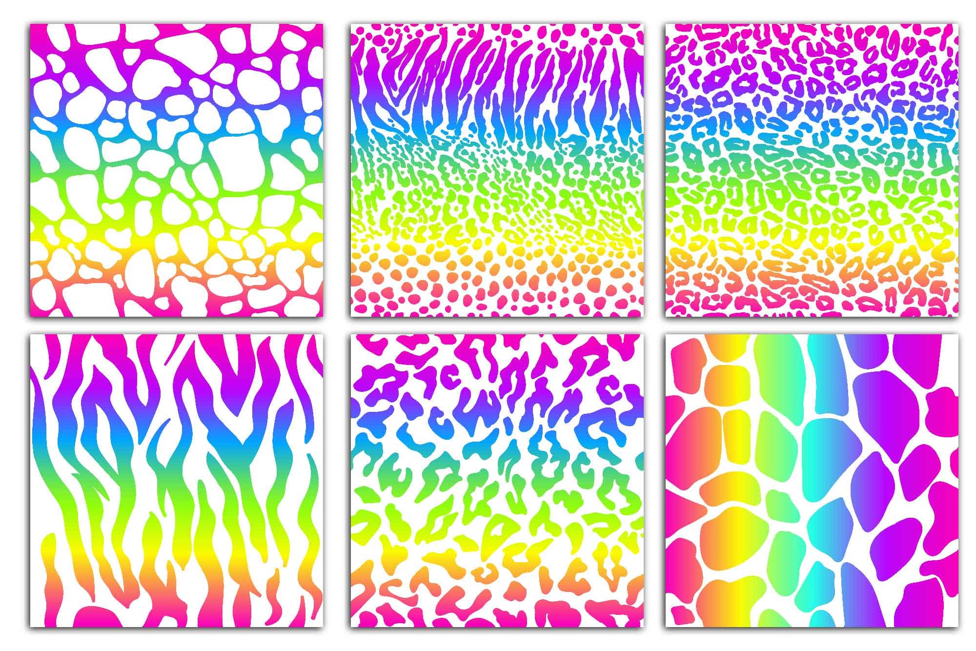 Neon Animal Print Digital Paper | Rainbow Safari Seamless Pattern ...