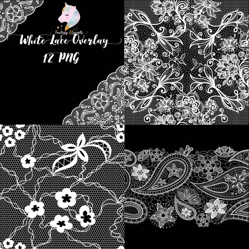 White lace overlay lace clipart lace borders lace overlays | Etsy