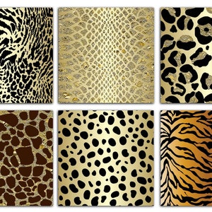 Gold Glitter Safari Animal Print Digital Paper | Cheetah Print Seamless ...