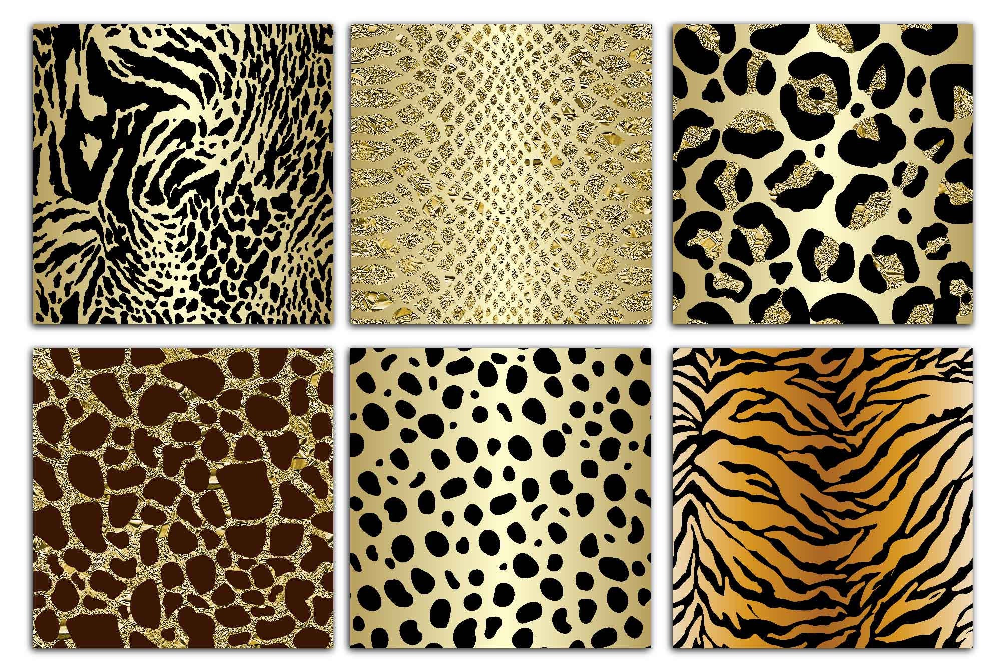 Gold Glitter Safari Animal Print Digital Paper | Cheetah Print Seamless ...