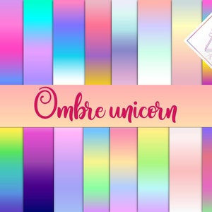 Ombre unicorn, pastel textures, digital paper jpg, rainbow irridescent, gold holographic, mermaid print, fantasy cliparts, vivid colors, uni