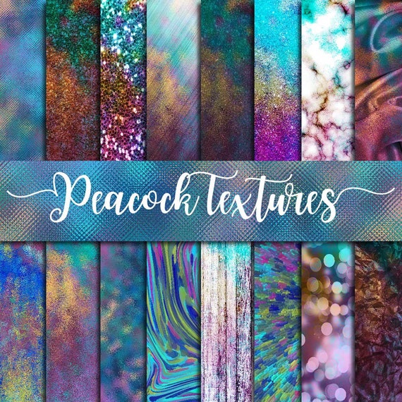 Peacock colors, digital paper, peacock textures, abstract background, mermaid foils, blue navy texture, glitter sequin, brushed metal, color Il_570xn