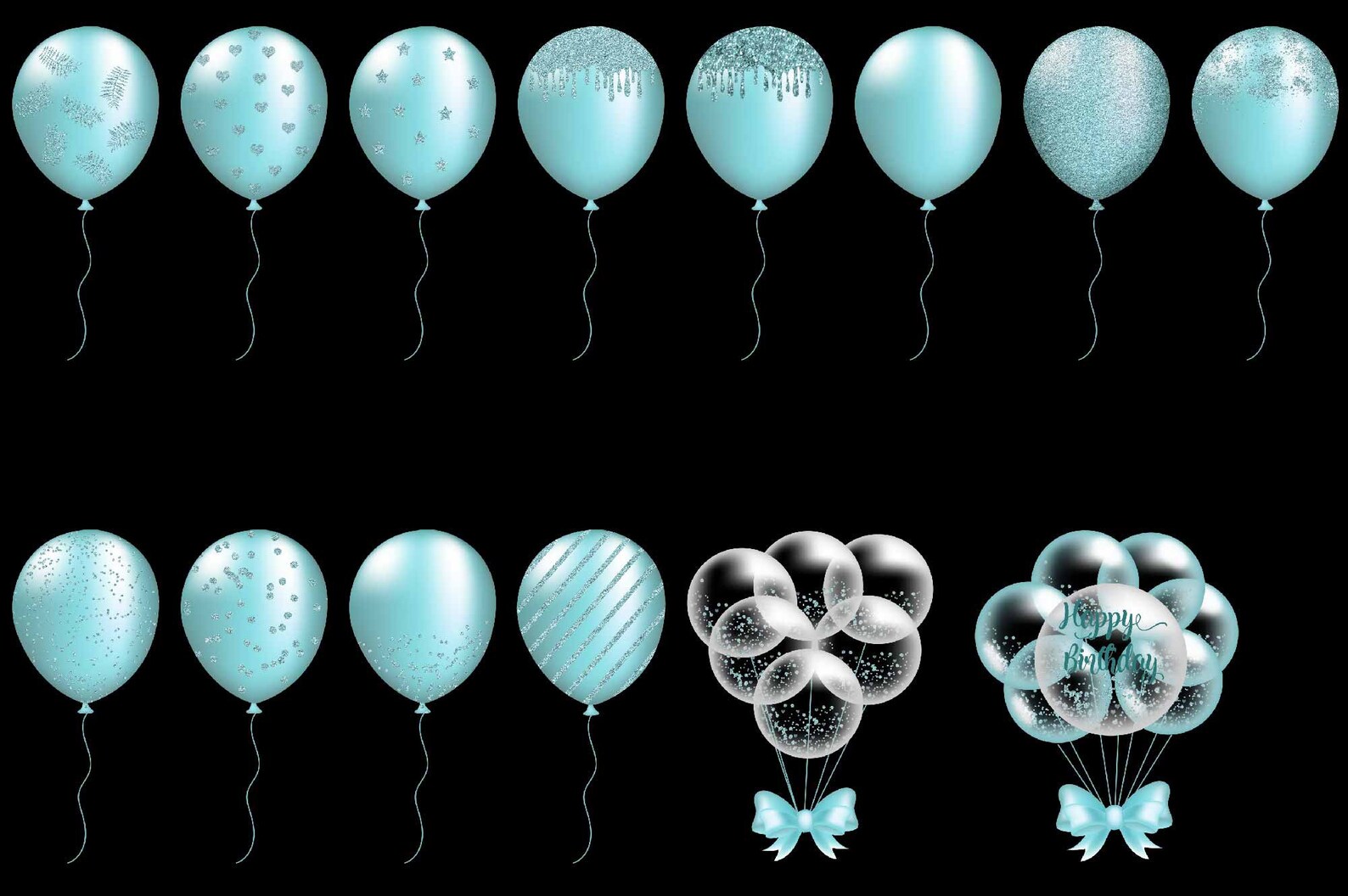 Baby Blue Balloons Party Clip Art Pastel Baby Shower - Etsy