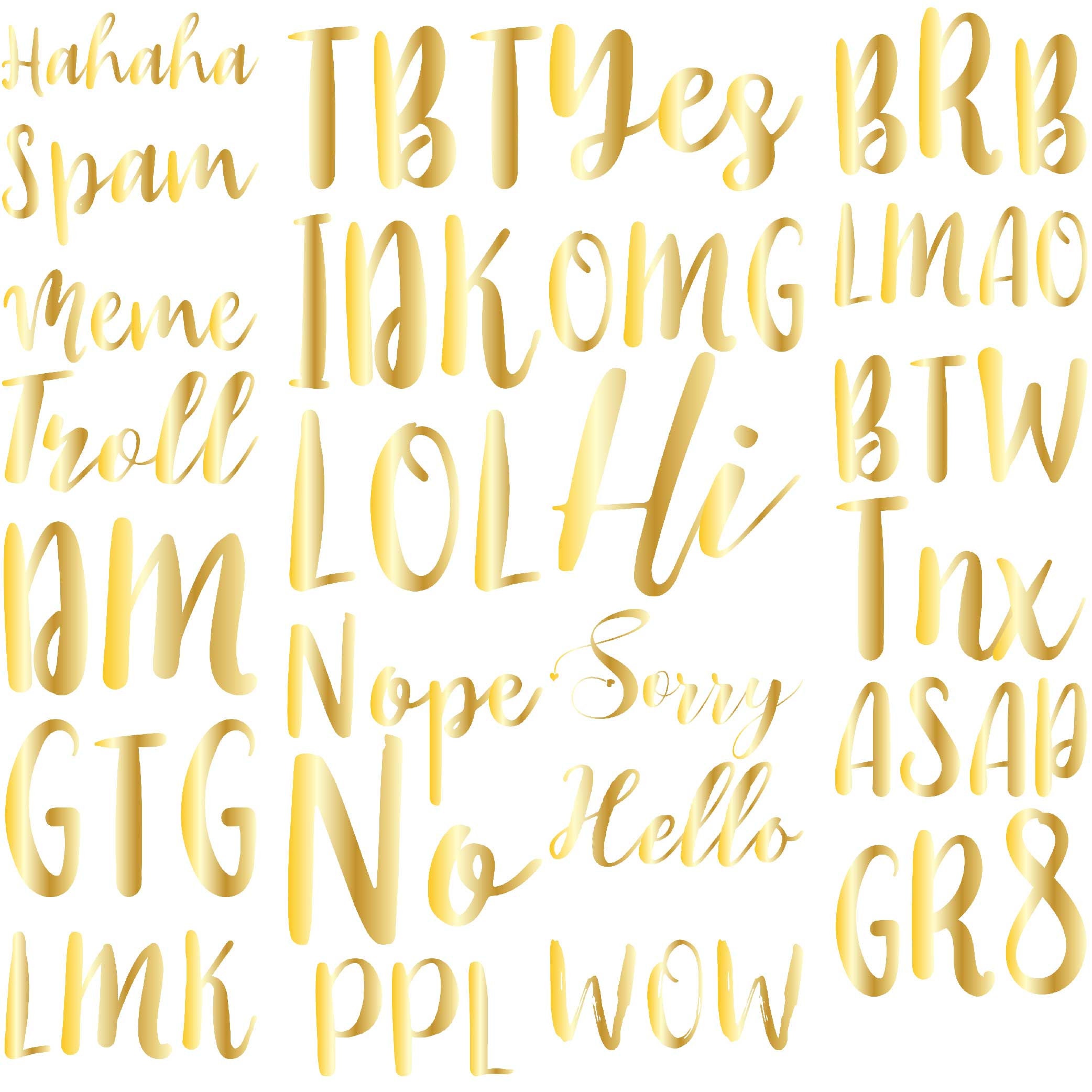 Internet Common Word Teenage Net Slang Words Phrases Gold | Etsy