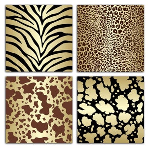 Gold Glitter Safari Animal Print Digital Paper | Cheetah Print Seamless ...