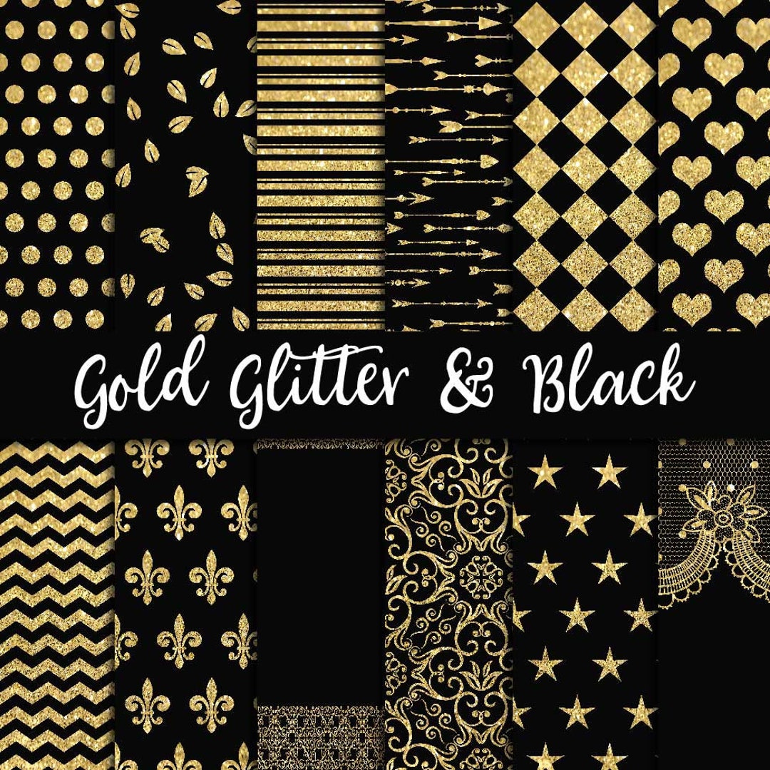 Gold Glitter Paper, Digital Paper, Gold Glitter Texture, Glitter