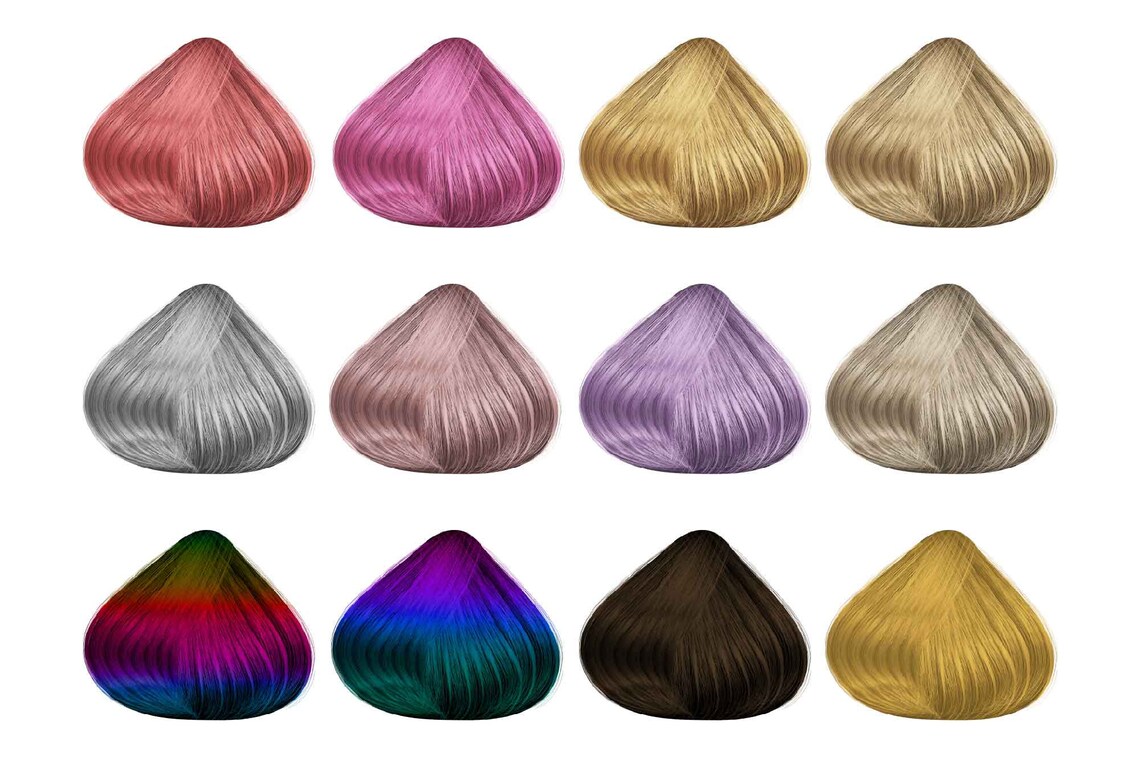 Hair Color Palette Digital Clipart Dyed Hairstyle - Etsy