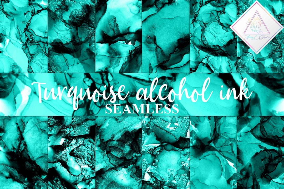 Turquoise Textures, Aqua Alcohol Ink, Digital Paper, Seamless Patterns ...