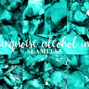 Turquoise textures, aqua alcohol ink, digital paper, seamless patterns, liquid teal ocean, fluid backgrounds, azzure lagoon, watercolor abst