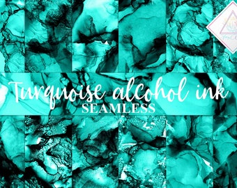 Turquoise textures, aqua alcohol ink, digital paper, seamless patterns, liquid teal ocean, fluid backgrounds, azzure lagoon, watercolor abst
