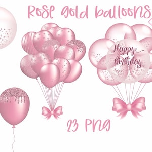 Rosegold Ballon, Ballons Bündchen, Bündel Clipart, Party Dekoration, rosa Glitzer, transparent png, pastell Geburtstag, drippi