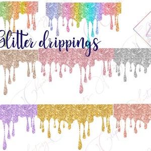 Glitter drippings, dripping overlay, sparkling drips, liquid glitter, frosting drips, metal mixes png, decorative frost, golden clipart, rai