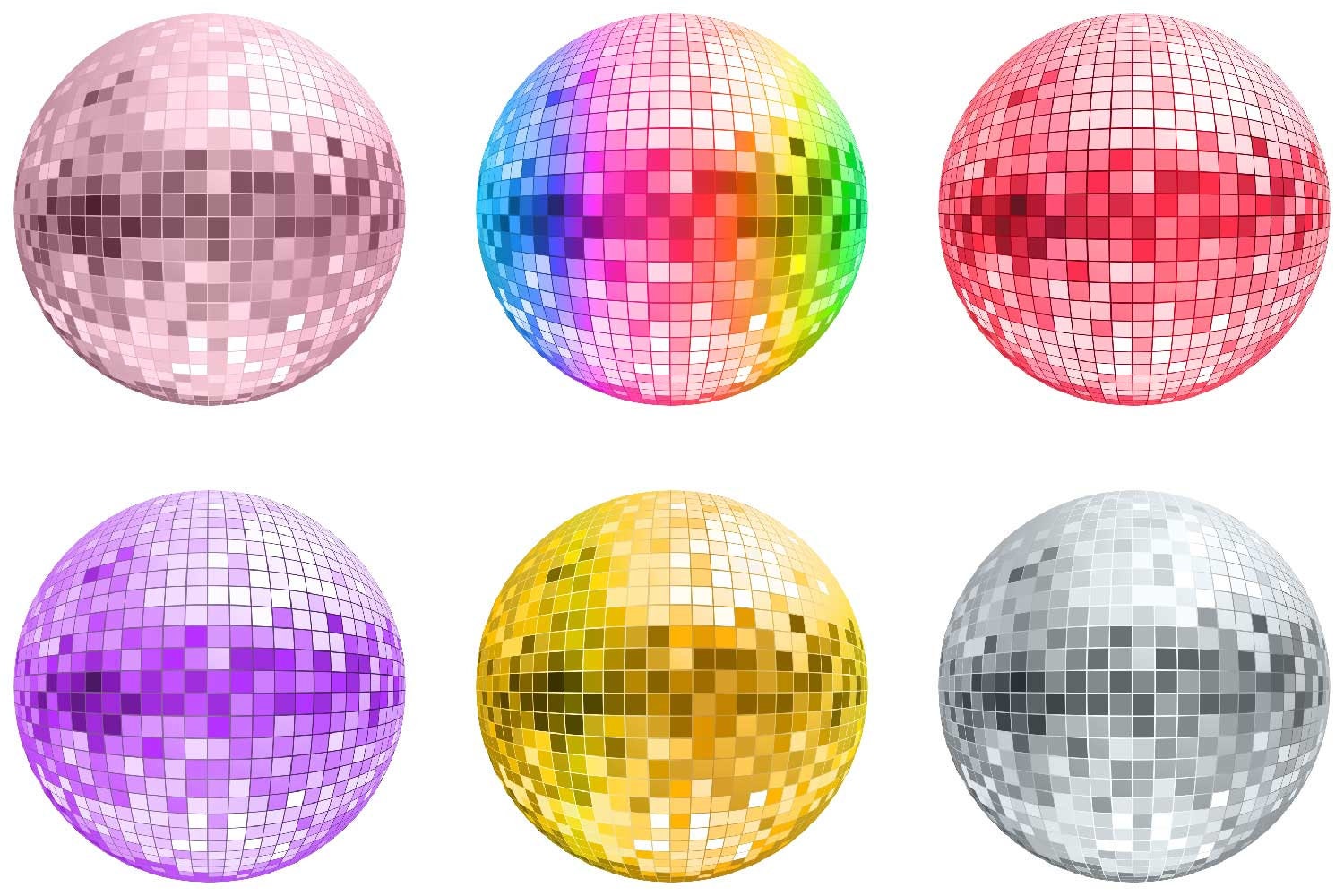 New year baubles. Shiny gold disco balls on pink background. Pop disco  style attributes, retro Stock Photo by jchizhe