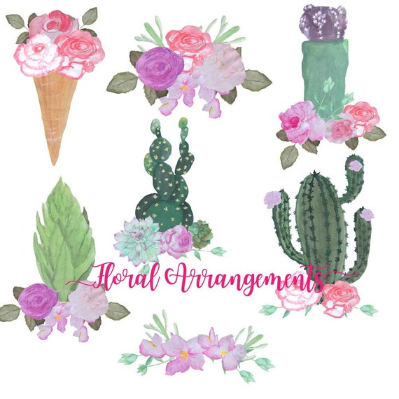 Watercolor Flowers Hand Drawn Succulents Watercolour Cactus Etsy Watercolor Flowers Hand Drawn Succulents Watercolour Cactus Etsy