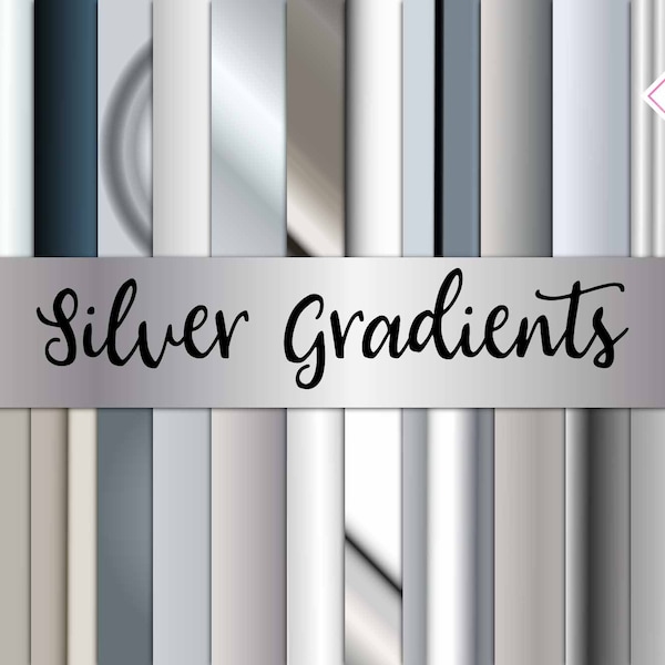 Silver gradients, digital paper, metal background, metallic textures, aluminium platinum, titanium cobalt, grey gray ombre, luxury sheets, b