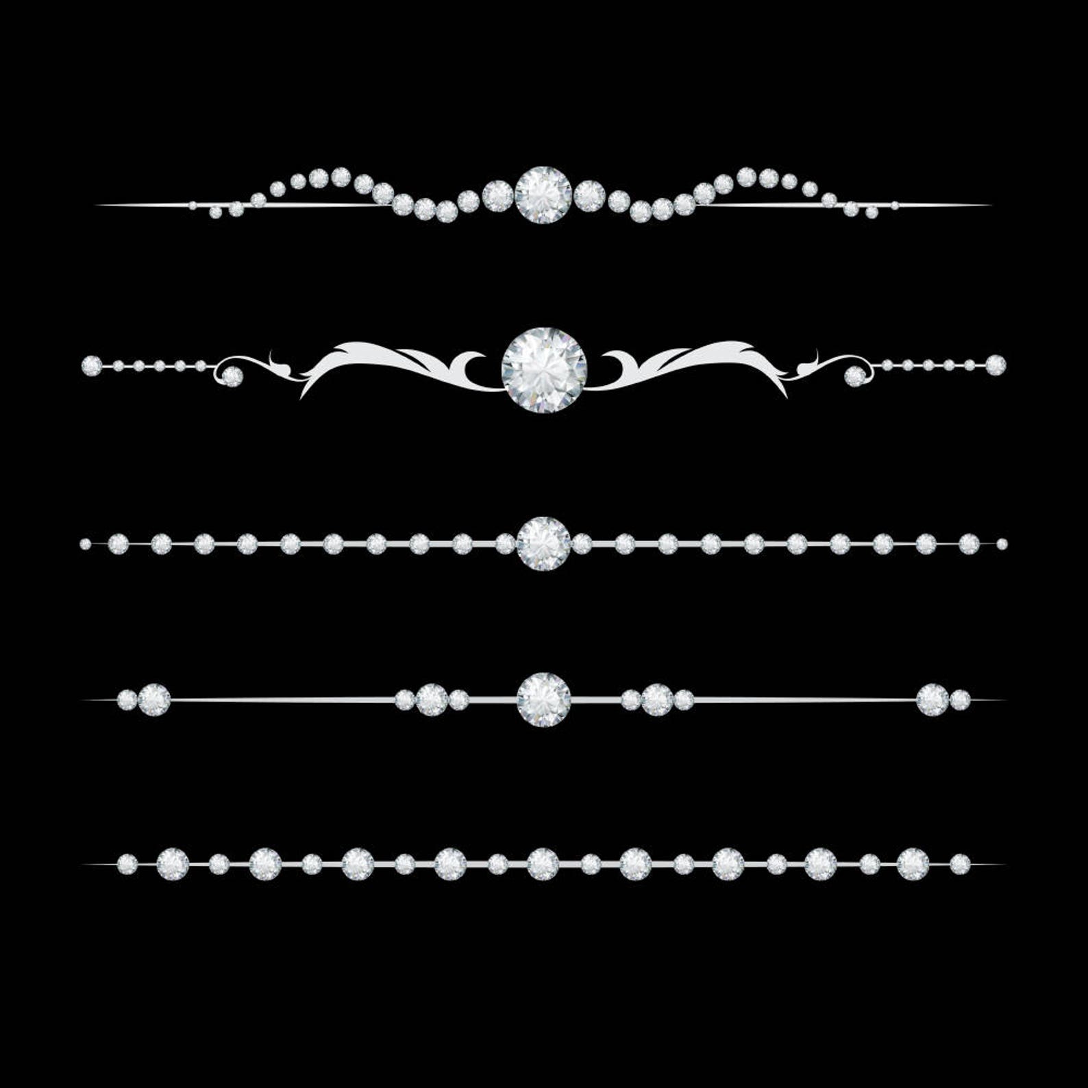 Diamond Borders Diamonds Dividers Border Clipart Set Etsy